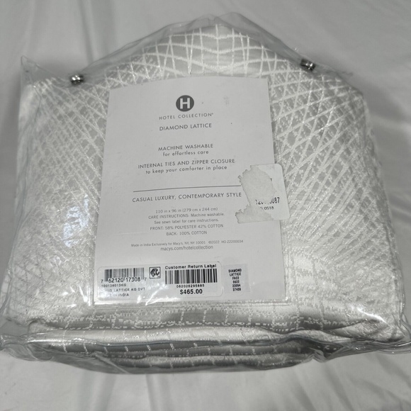 NIB‎ $465 [ King Duvet Cover ] Hotel Collection Diamond Lattice Fresh White - Picture 5 of 13